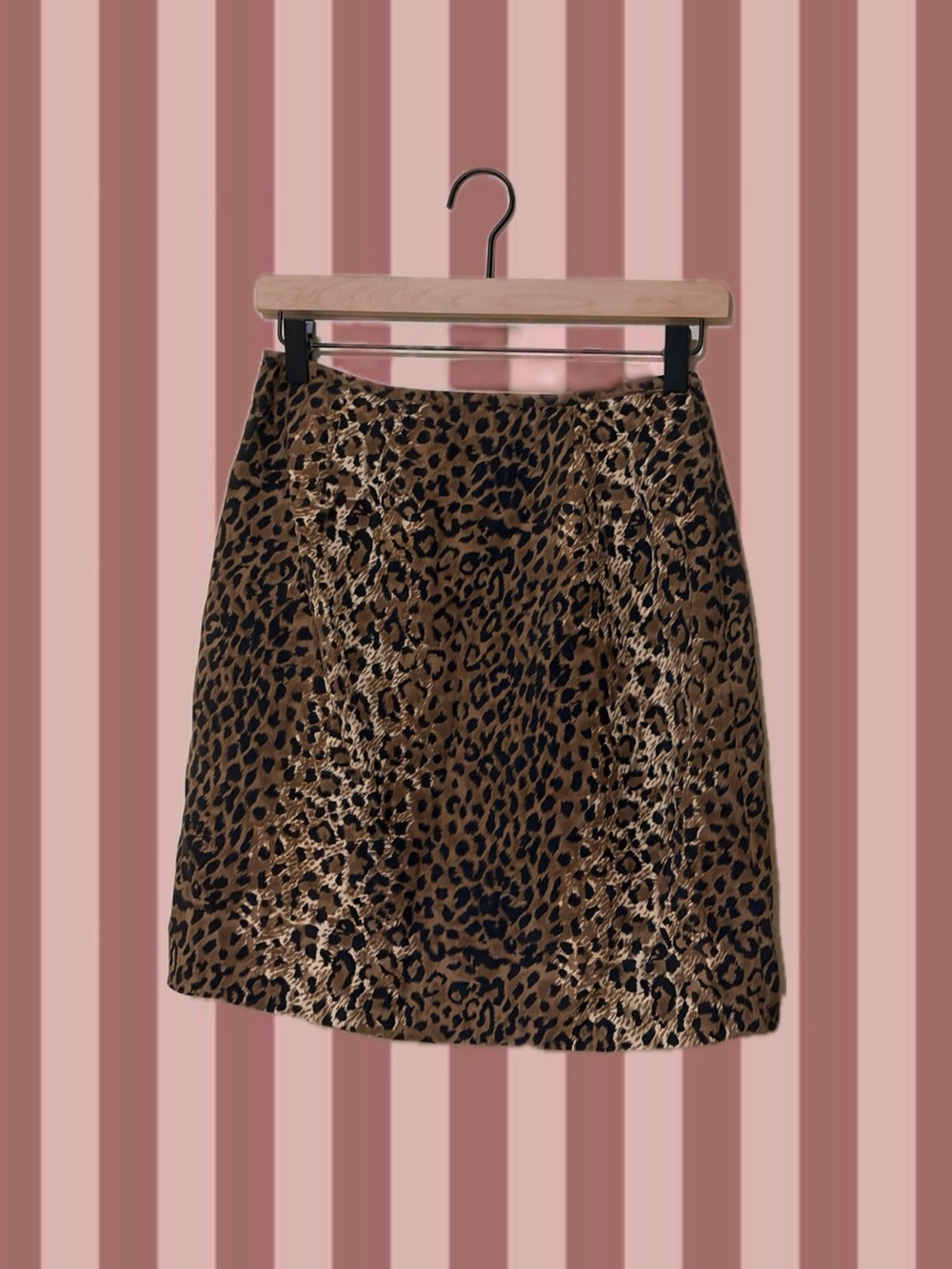 Vintage Leopard Print 100% Silk Mini Skirt